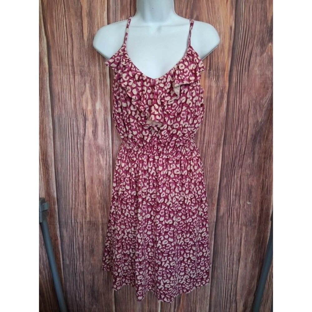 Loft pink animal print strapped dress size small